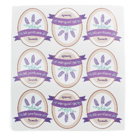 En Gran Velada puedes comprar pegatinas para packaging, como este modelo mi perfume favorito. Amplio catálogo de pegatinas. Enví