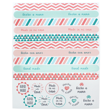 En Gran Velada puedes comprar pegatinas para packaging, como este modelo estilo washi-tape. Amplio catálogo de pegatinas. Envíos