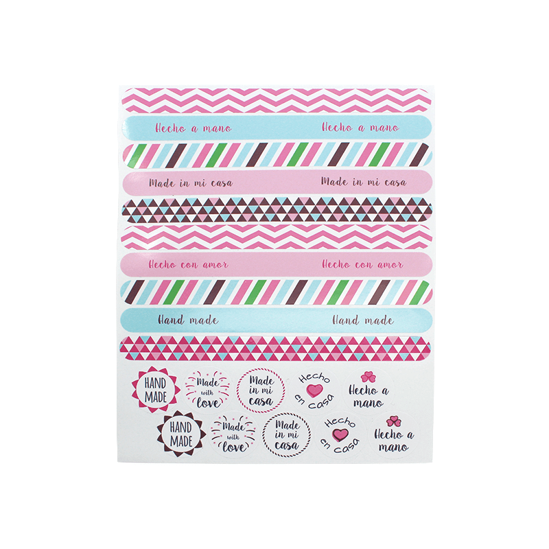En Gran Velada puedes comprar pegatinas para packaging, como este modelo estilo washi-tape. Amplio catálogo de pegatinas. Envíos