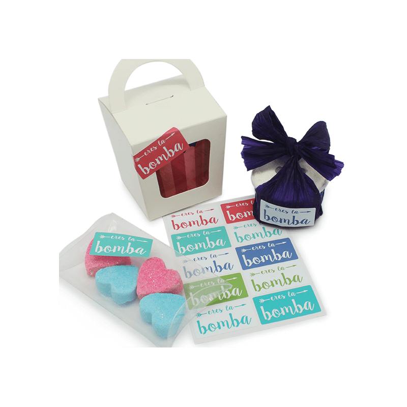 En Gran Velada puedes comprar pegatinas para packaging, como este modelo "eres la bomba" flechazo. Servicio de personalizacion. 