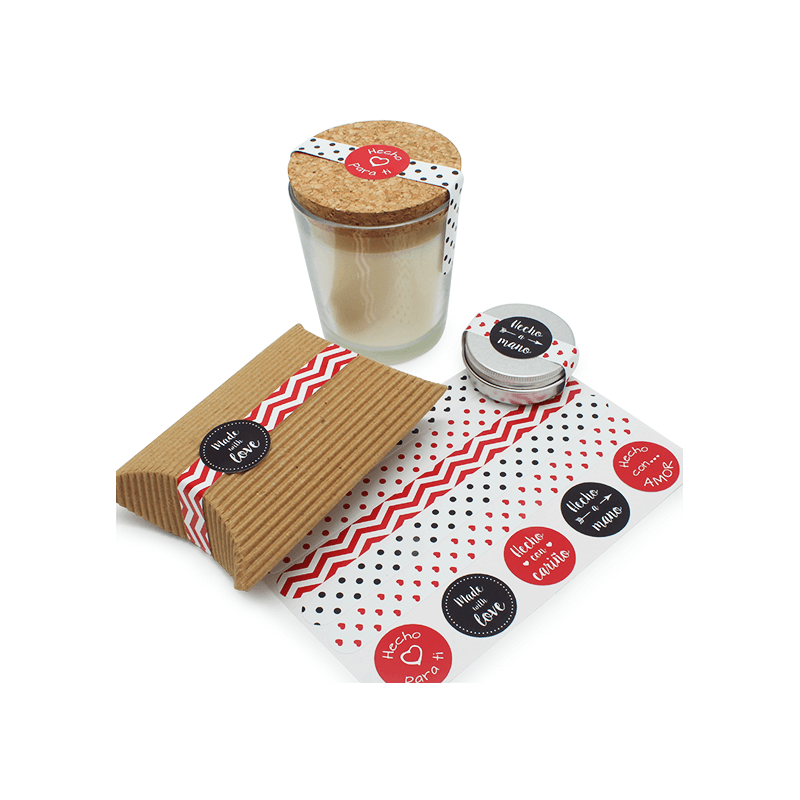 En Gran Velada puedes comprar pegatinas para el packaging, como este modelo combinable hecho con amor. Amplio catálogo de pegati