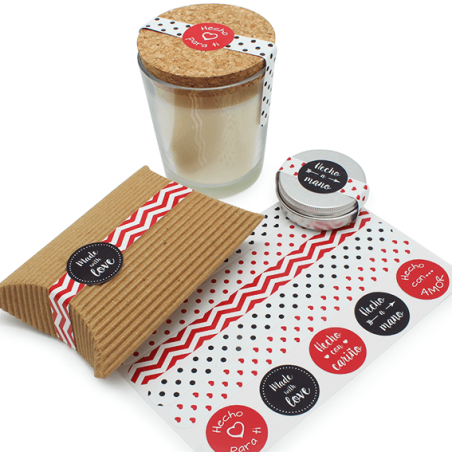 En Gran Velada puedes comprar pegatinas para el packaging, como este modelo combinable hecho con amor. Amplio catálogo de pegati