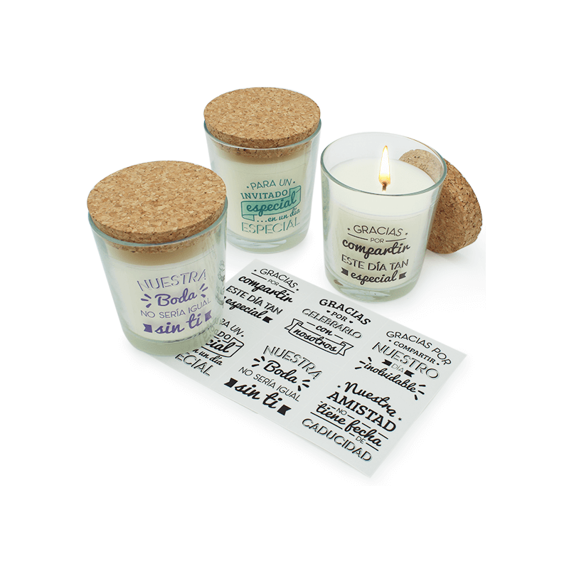 En Gran Velada puedes comprar pegatinas para decorar detalles de boda, como este mix con frases cariñosas. Amplio catalogo de pe