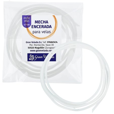 Consigue en Gran Velada mecha encerada plana para velas con un grosor de 6 a 7 cm. Es la mas idonea para velas en vaso o en reci