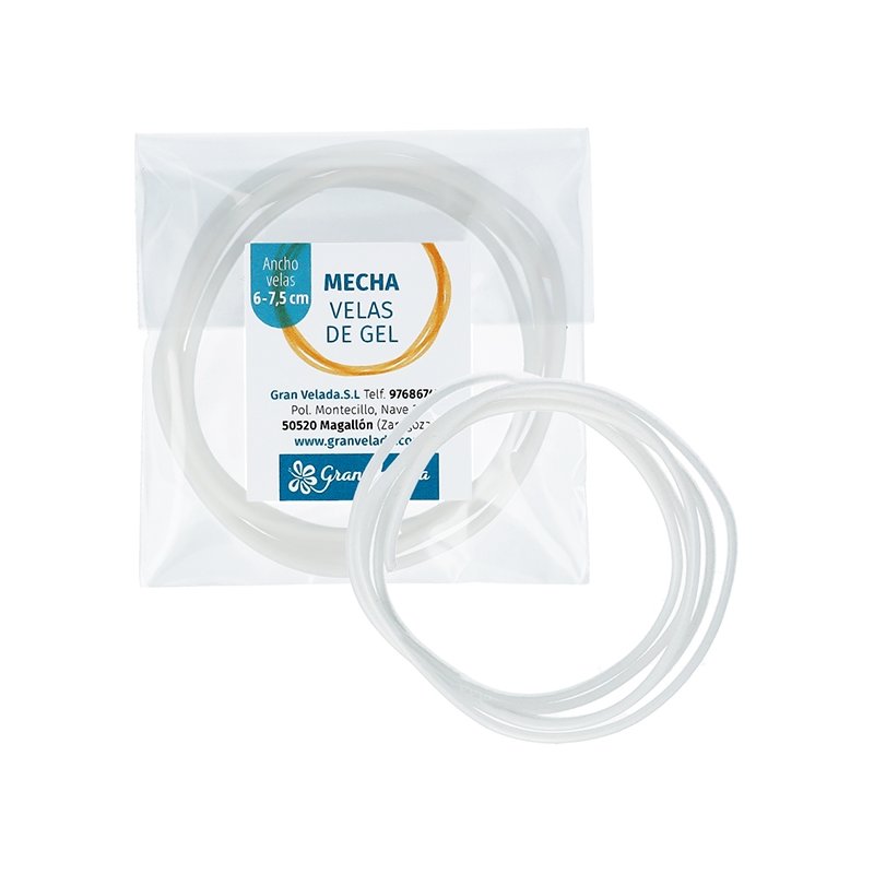 Comprar en Gran Velada mecha para hacer velas de gel de 6 a 7,5 cm de diamentro. Una mecha encerada especial para hacer este tip