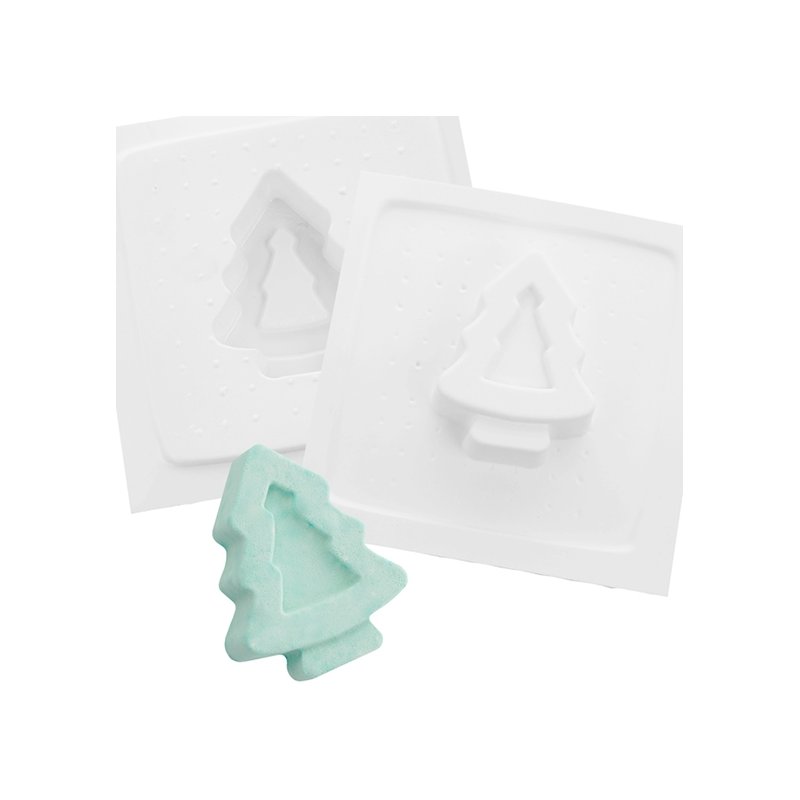 Descubre los moldes para crear bombas de baño con diseños únicos, como el adorado abeto navideño. ¡Todo lo que necesitas para tu