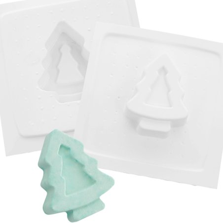 Descubre los moldes para crear bombas de baño con diseños únicos, como el adorado abeto navideño. ¡Todo lo que necesitas para tu