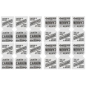 Pegatinas jabon de carbon activo