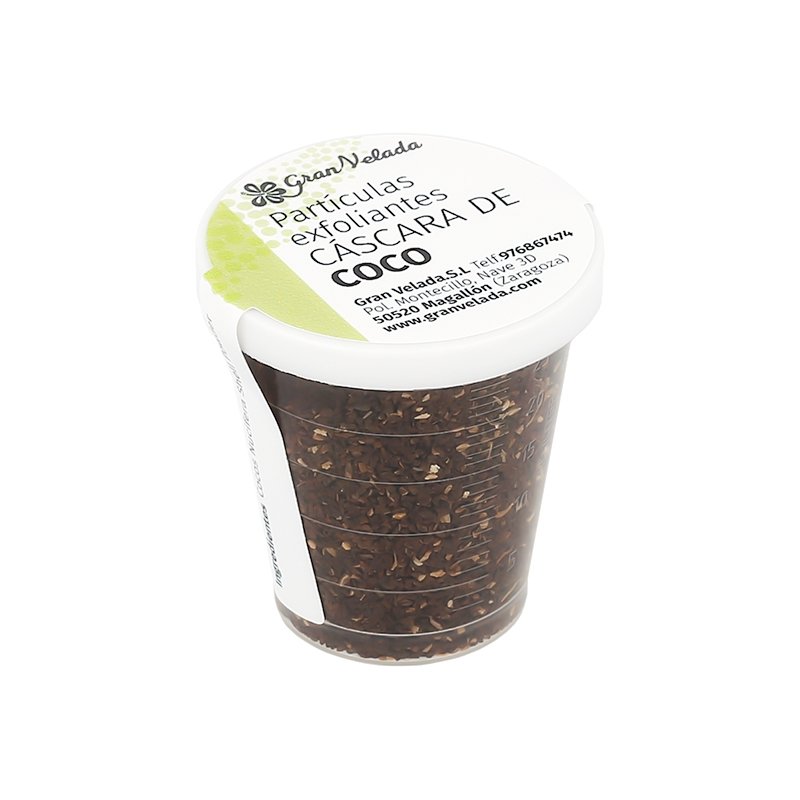 Partículas exfoliantes de cáscara de coco, para hacer scrub casero. Tienda de materias primas para cosmética casera. Venta onlin