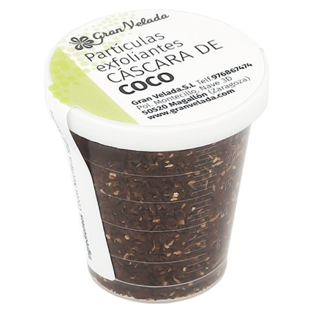 Partículas exfoliantes de cáscara de coco, para hacer scrub casero. Tienda de materias primas para cosmética casera. Venta onlin
