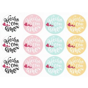 Adesivos redondos feito com amor