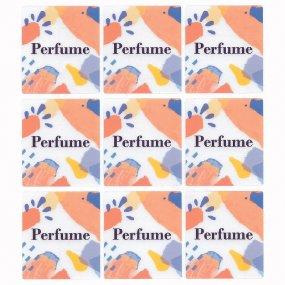 Autocollants de parfum pour récipient carré