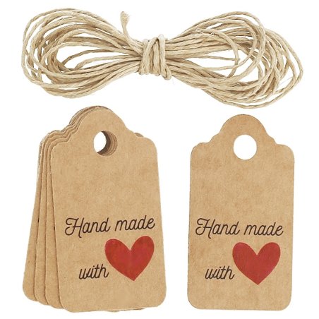 En Gran Velada puedes comprar etiquetas de carton kraft, como este modelo hand made with love. Amplio catalogo. Se venden en pac