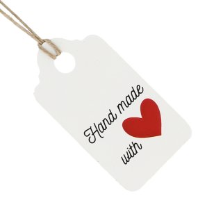 Etiquetas blancas rectangulares hand made with love