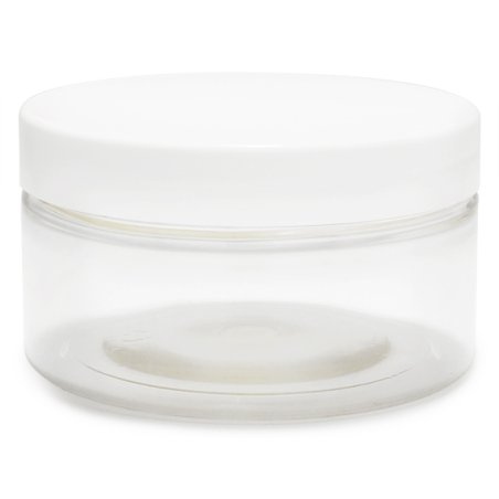 Venta al por mayor de tarros para cremas con descuentos por cantidad. Son transparentes, de 100 ml y tapa blanca. Amplio catalog