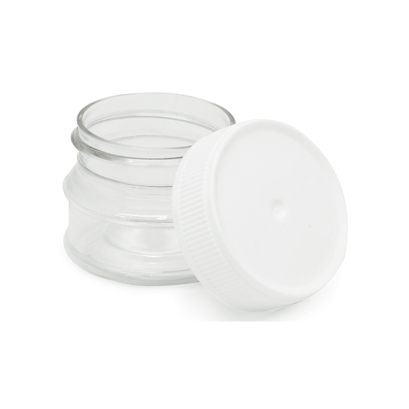 En Gran Velada puedes comprar envases para cosmética, como este tarro de 30 ml de plástico con tapón a rosca. Venta al por mayor