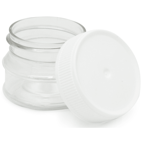 En Gran Velada puedes comprar envases para cosmética, como este tarro de 30 ml de plástico con tapón a rosca. Venta al por mayor