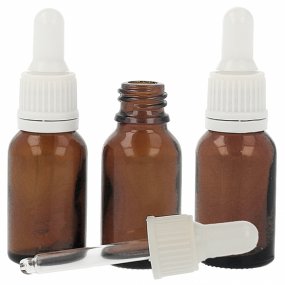 Frasco de vidro ambar 15 ml conta gotas branco