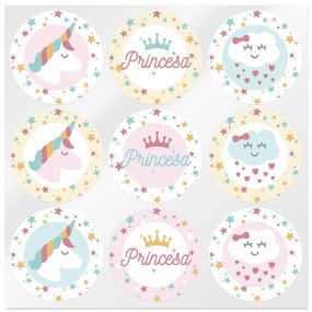 Adesivo unicornio e princesa