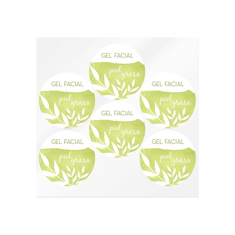 En Gran Velada puedes comprar pegatinas para tus cosméticos DIY, como estas para gel facial piel grasa. Diseños propios. Amplio 