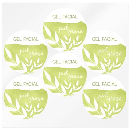 En Gran Velada puedes comprar pegatinas para tus cosméticos DIY, como estas para gel facial piel grasa. Diseños propios. Amplio 