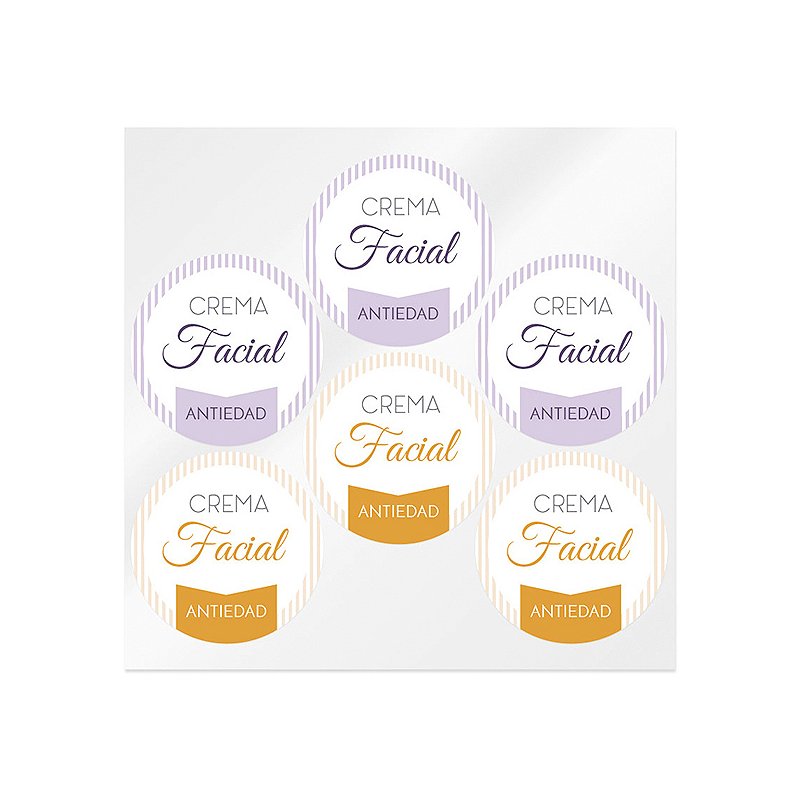 En Gran Velada puedes comprar pegatinas para tus cosméticos DIY, como estas para crema facial antiedad. ¡Resistentes! Diseños pr