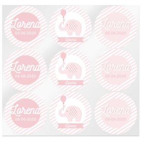 Adesivos personalizaveis elefante rosa