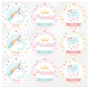 Adesivo unicornio e princesa