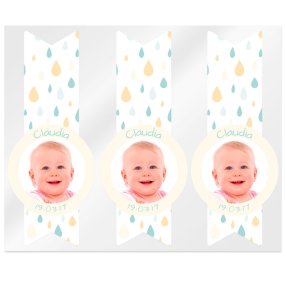 Adesivos gotas lembranças batismo com foto