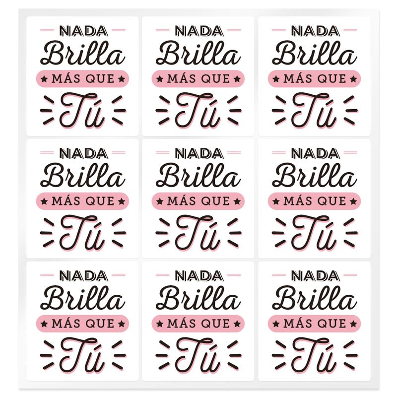 En Gran Velada puedes comprar pegatinas para velas, como este modelo "Nada brilla más que tú". Amplio catálogo. Diseños exclusiv