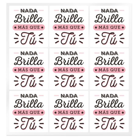 En Gran Velada puedes comprar pegatinas para velas, como este modelo "Nada brilla más que tú". Amplio catálogo. Diseños exclusiv