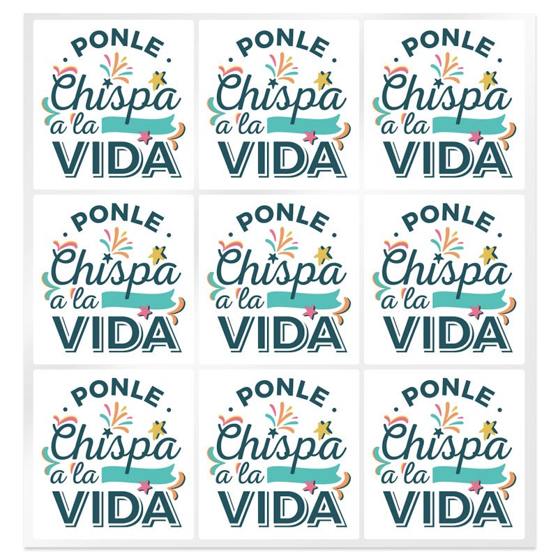 En Gran Velada puedes comprar pegatinas para velas, como este modelo "Ponle chispa a la vida". Amplio catálogo. Diseños exclusiv