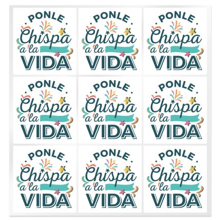 En Gran Velada puedes comprar pegatinas para velas, como este modelo "Ponle chispa a la vida". Amplio catálogo. Diseños exclusiv