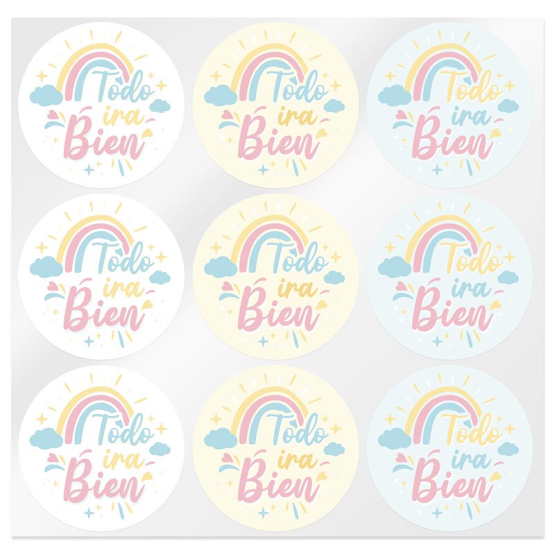 En Gran Velada puedes comprar pegatinas, como este modelo "Todo irá bien". Diseños propios y buen precio. Servicio de personaliz