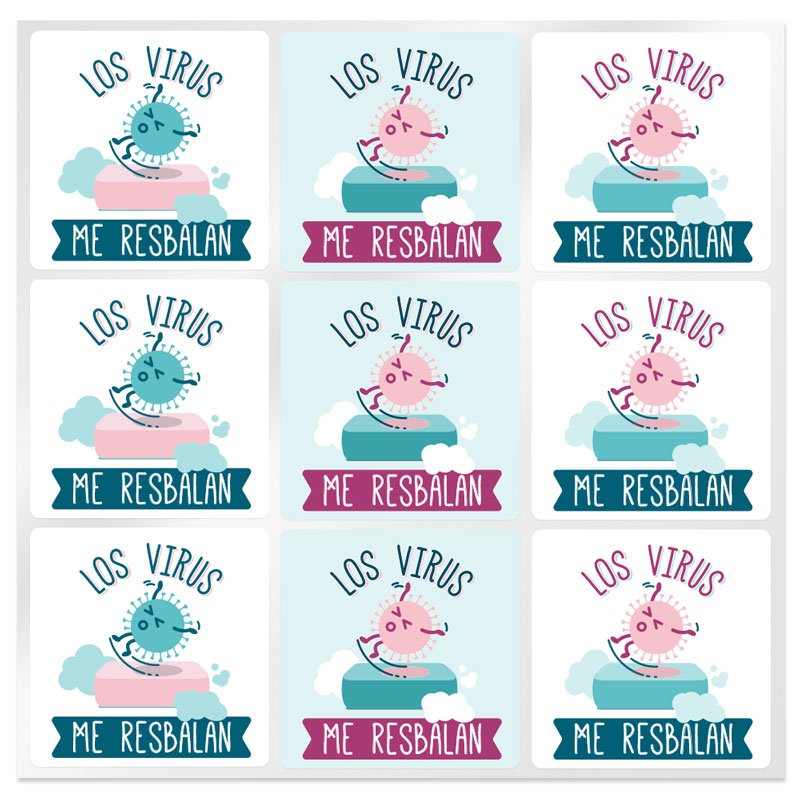 En Gran Velada puedes comprar pegatinas, como este modelo "Los virus me resbalan". Buen precio. Servicio de personalización. Env