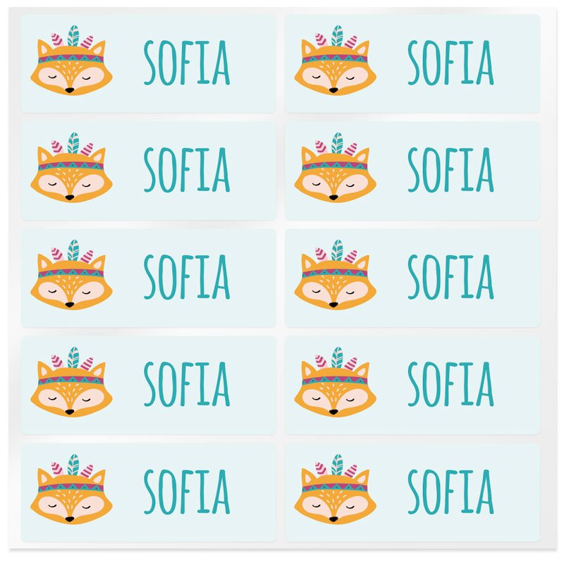 En Gran Velada puedes comprar pegatinas infantiles, como este modelo con un zorrito para personalizar con nombre o una palabra. 