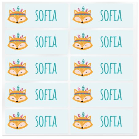 En Gran Velada puedes comprar pegatinas infantiles, como este modelo con un zorrito para personalizar con nombre o una palabra. 