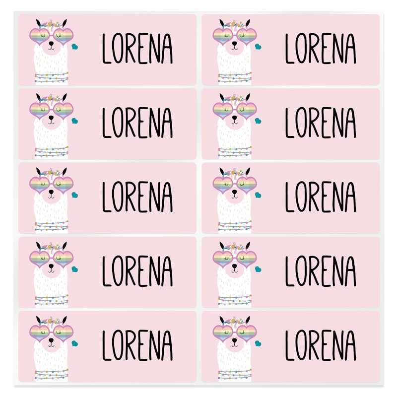 En Gran Velada puedes comprar pegatinas infantiles, como este modelo con una llama para personalizar con nombre o una palabra. E