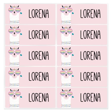 En Gran Velada puedes comprar pegatinas infantiles, como este modelo con una llama para personalizar con nombre o una palabra. E