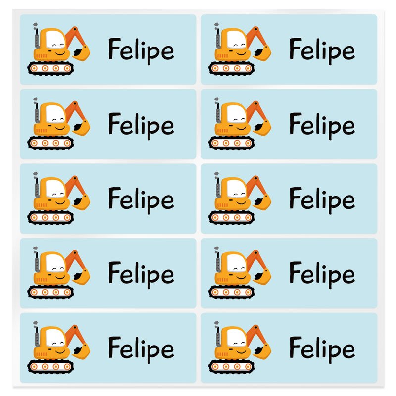 En Gran Velada puedes comprar pegatinas infantiles, como este modelo con una pala excavadora para personalizar con nombre o una 