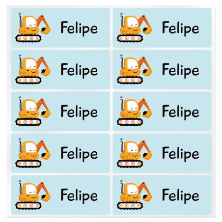 En Gran Velada puedes comprar pegatinas infantiles, como este modelo con una pala excavadora para personalizar con nombre o una 