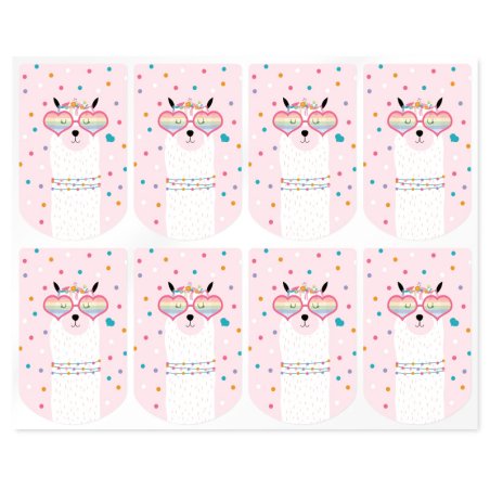 En Gran Velada puedes comprar pegatinas, como este modelo diseñado para envases para colgar. Decoradas con una llama. Amplio cat