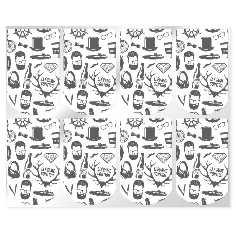 En Gran Velada puedes comprar pegatinas masculinas, como este modelo diseñado para los envases para colgar. Amplio catálogo. Env