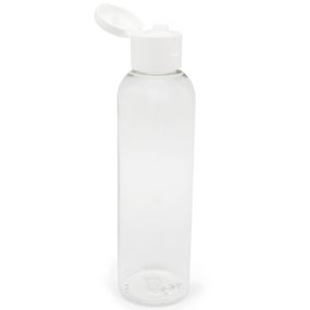 Garrafa pet alta 250 ml tampa dobradiça branca
