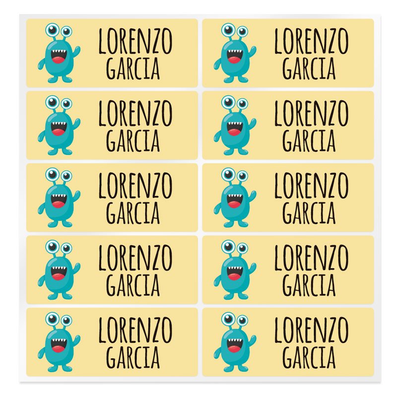 En Gran Velada puedes comprar pegatinas infantiles, como este modelo con un alien para personalizar con nombre o una palabra. En