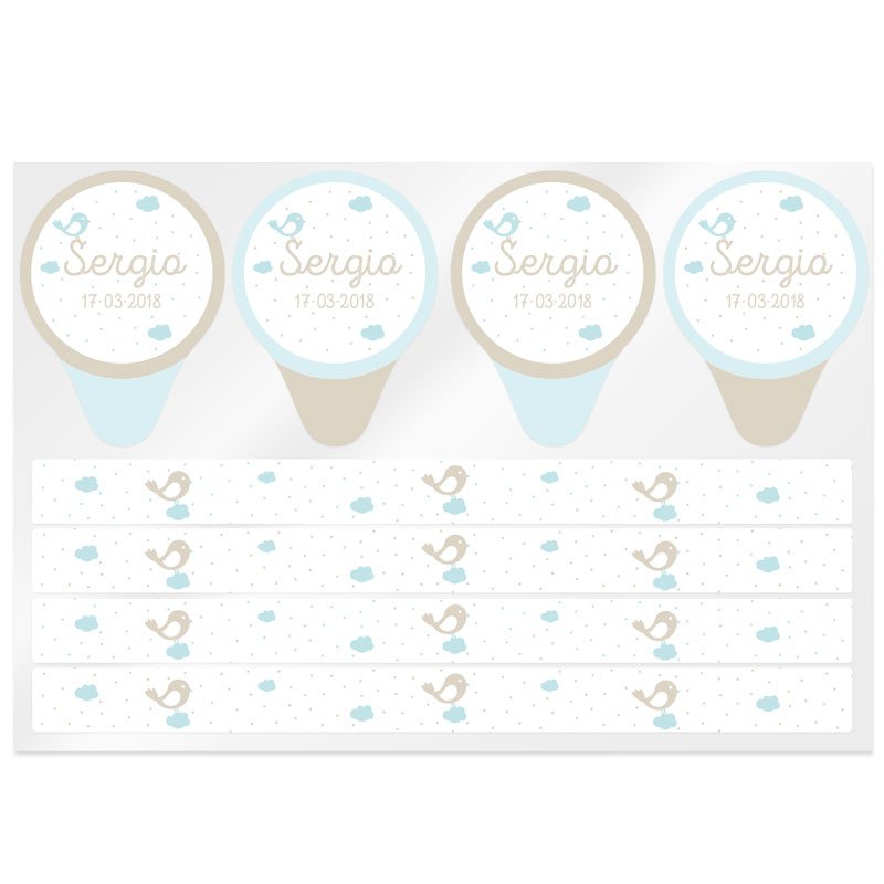Pegatinas personalizadas para velas en vaso, ideales para hacer detalles de bautizo, baby shower y otras celebraciones. Disponib