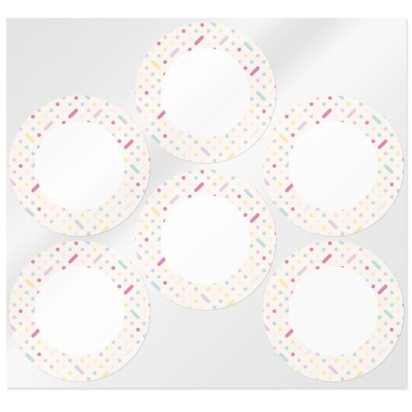En Gran Velada puedes comprar pegatinas para packaging, como estas redondas con decoración abstracta de colores. Diseños exclusi