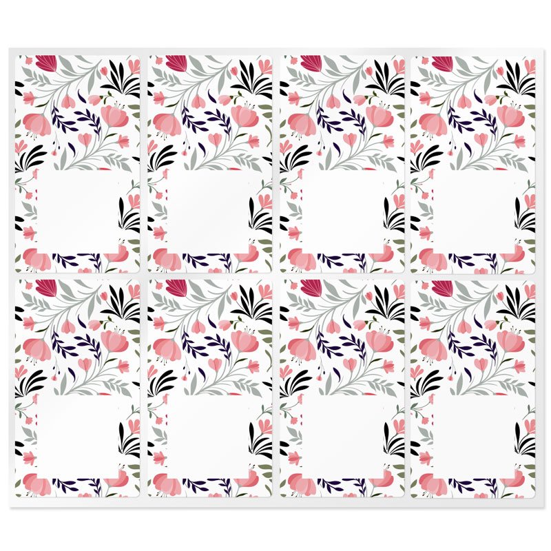 Descubre en Gran Velada pegatinas para packaging: modelo exclusivo rectangular con flores en rojo. ¡Envíos rápidos y diseño únic