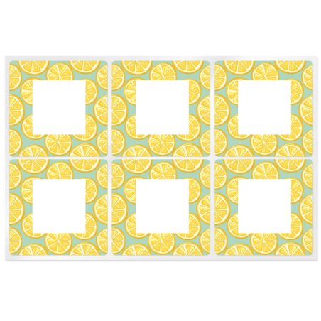 En Gran Velada puedes comprar pegatinas para packaging, como este modelo cuadrado decorado con naranjas. Diseños exclusivos. Env