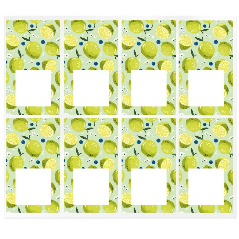 En Gran Velada puedes comprar pegatinas para packaging, como este modelo citrus decorado con limones. Diseños exclusivos. Envíos